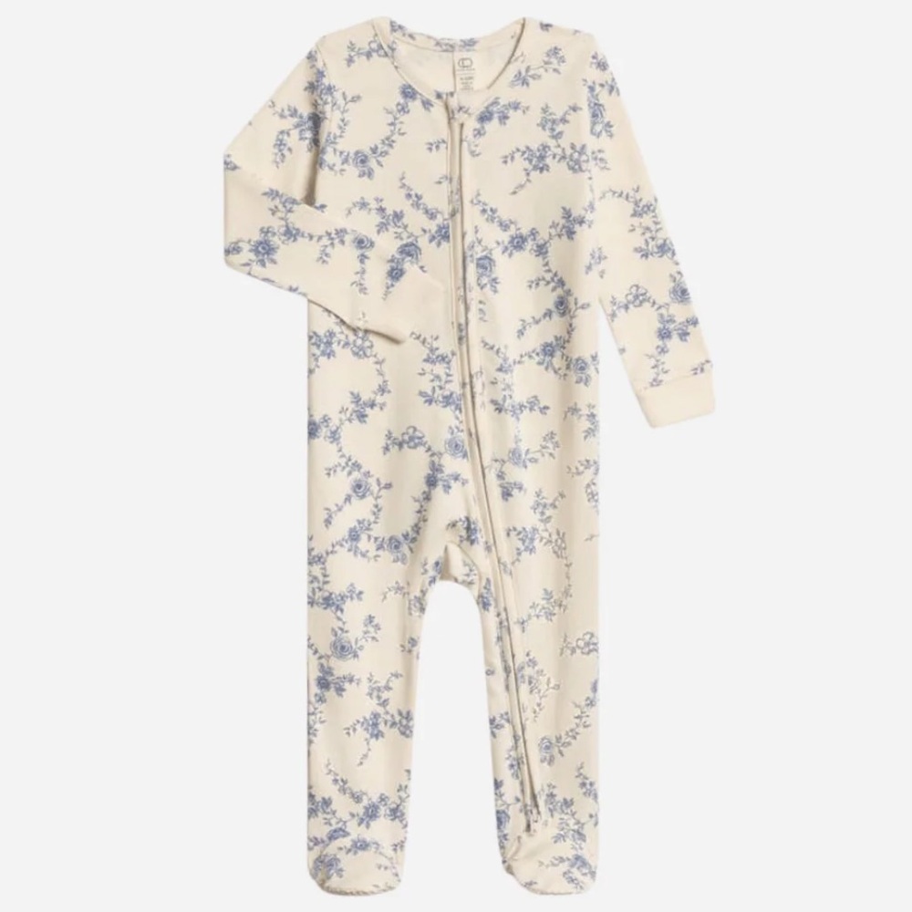 Colored Organics Blue Floral Baby One Piece Jammie’s Serena Floral